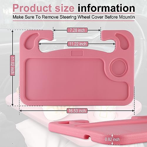 JUSTTOP Car Steering Wheel Desk, Travel Car Accessories, Car Stand Trays for Eating, Multipurpose Car Steering Wheel Desk Tray Table(Pink) - Image 2