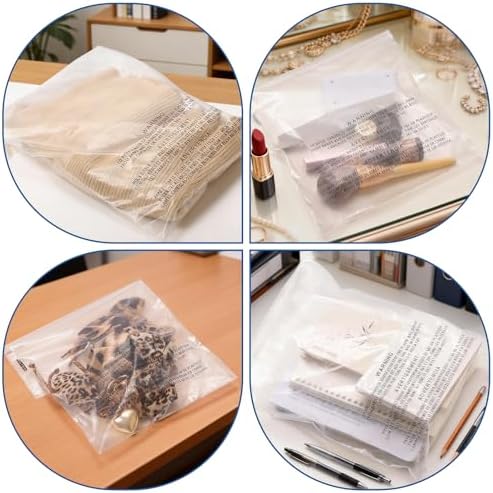 200 Count 14"x20" Strong Self Seal Clear Poly Bags with Suffocation Warning for Packaging, Shipping, T-Shirts, Clothes & FBA, Permanent Adhesive - Image 4