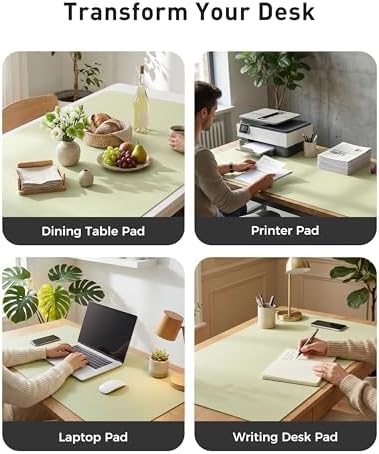 Aothia Faux Leather Desk Mat - Large Mouse Pad, Non-Slip PU Leather Blotter, Waterproof Writing Surface for Office and Home (Grass Green, 42" x 17") - Image 6