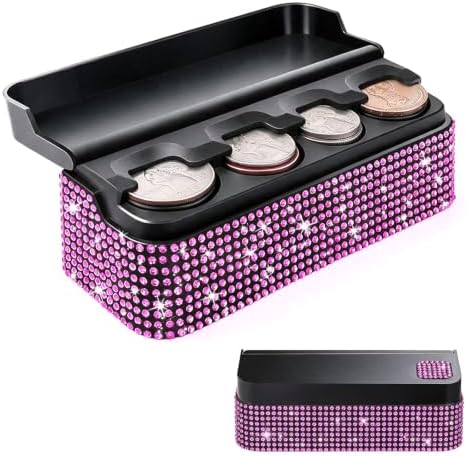 Bling Coin Holder for Car, with 4 Compartments, for Women Girls by Unknown