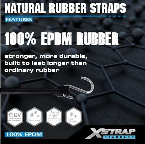XSTRAP STANDARD 20PK 100% EPDM Bungee Cords 15" Natural Rubber Tarp Straps - Image 5