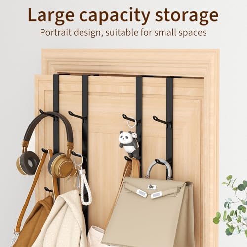 niffgaff Door Hooks Towel Hanger: Black Heavy Duty Over Door Coat Hanger for Bathroom，Bedroom，4 PCS,for 1.7'' Doors - Image 4