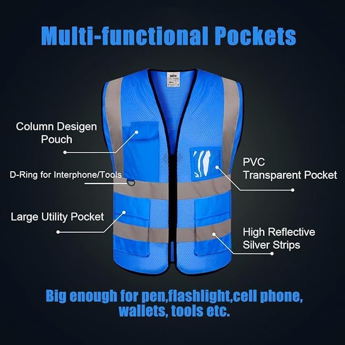 BeautyWill 10/20 Pack Custom Logo Safety Vest, Bulk High Visibility Class 2 - Image 2
