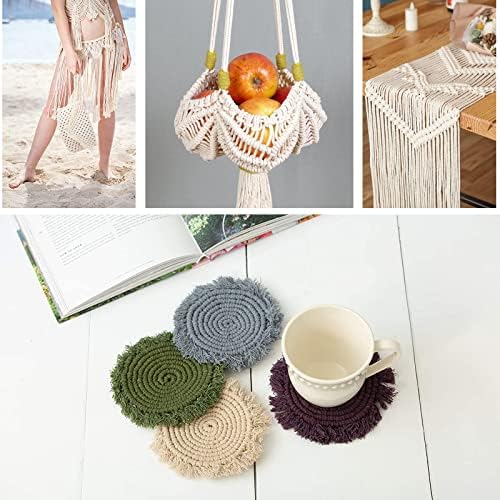 NOANTA White Macrame Cord 3mm x 220yards, Colored Cotton Rope Macrame Yarn - Image 3