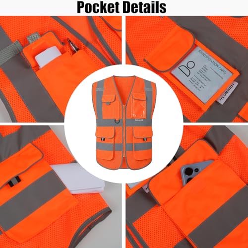 HYCOPROT High Visibility Safety Vest Hi Vis Reflective Construction Vests with Pockets for Men Women,Meets ANSI/ISEA Standard - Image 3