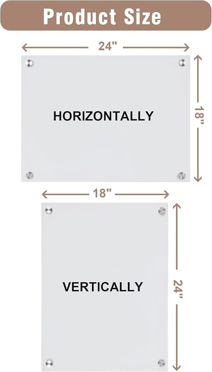 Mifuro Magnetic Glass Whiteboard，24"x18" Wall Mounted Frameless Dry Erase Board - Image 7