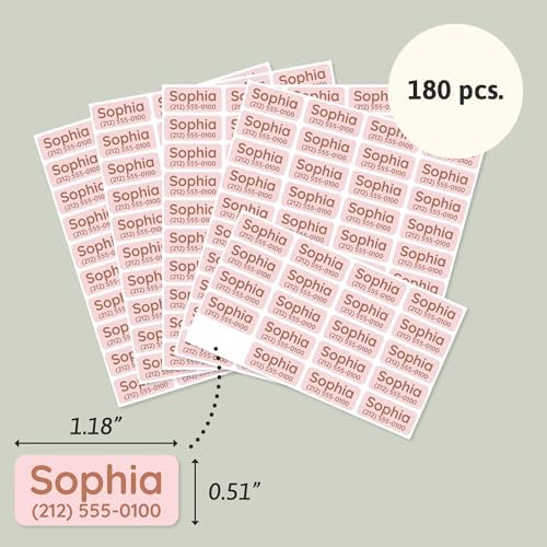 TeddyLabels - Clothing Labels for Nursing Home (180) – Self-Adhesive Name Tags for Clothes and Personal Items. Personalized Labels for Daycare, Nursing Homes, and Laundry Use - Baby Pink - Image 6