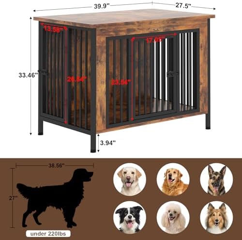 EasyCom 39.96" Dog Crate Furniture for 1 or 2 Dogs, 35-60 Pounds, Brown - Image 5
