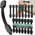 Infinno 16 Pack Cabinet Locks Baby Proofing Heavy Duty - Child Safety Cabinet Locks for Drawers, Cupboards & Fridge – No Drill 3M Adhesive Locks for Pets - Toddler Safety Latches-Black by InfinnoHome