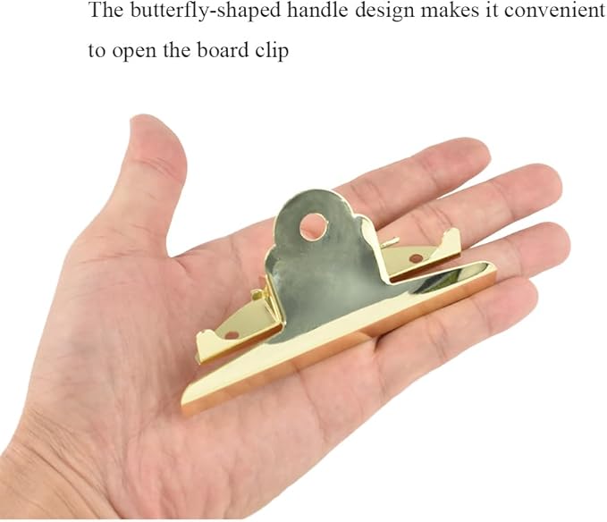HAHIYO 3.94 Inches Metal Gold Clipboard Clips Butterfly-Shaped Clipboard - Image 4
