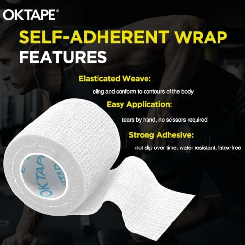 OK TAPE 12 Rolls Self Adhesive Bandage Wrap, Cohesive Elastic Athletic Tape - Image 5