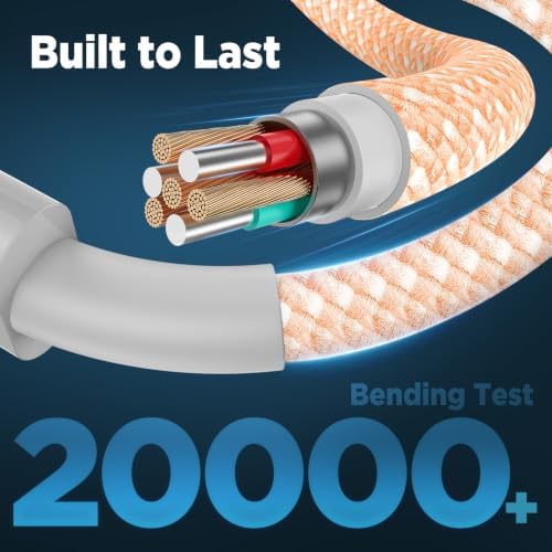 USB C to USB C Cable 6FT+10FT 2Pack 60W iPhone 17 16 15 Charger Cord Long Type C to C Cable Fast Charging for Apple iPhone 17 16 15/Pro/Pro Max/Plus/iPad Pro Air/MacBook/Air/Mini/Samsung Galaxy-Orange - Image 5