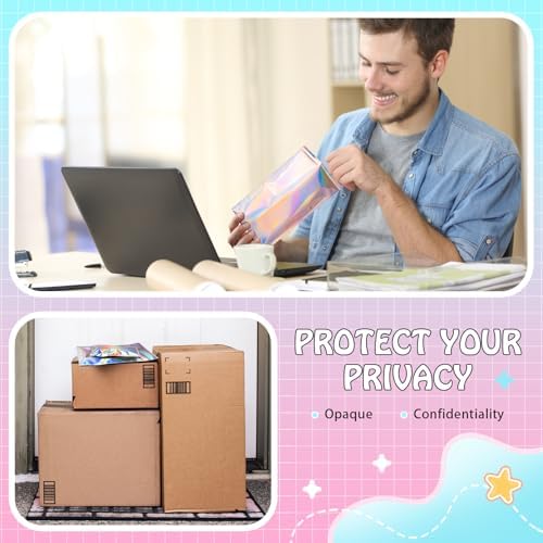 FUNFERY 6.3x9.4in Holographic Mylar Poly Mailers Self Sealing Adhesive Bag - Image 5