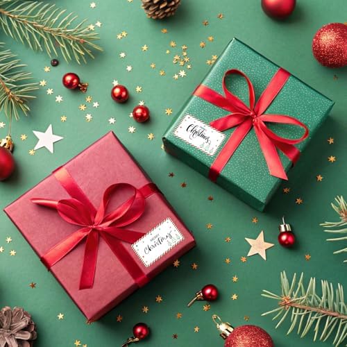 Whaline Christmas Direct Thermal Labels Stickers Red Green Xmas Striped Tree Rectangle Self-Adhesive Printer Decals for DIY Candle Name Tag Logo Design, 500 Pcs - Image 4