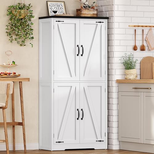 58.5" H Storage Cabinet, Farmhouse Kitchen Pantry Cabinet with 4 Doors - Image 7