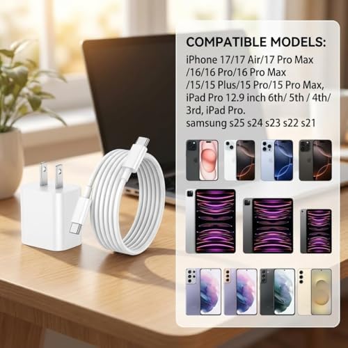 iPhone 18 17 16 15 Charger Fast Charging 2Pack Apple USB C Charger Block - Image 7