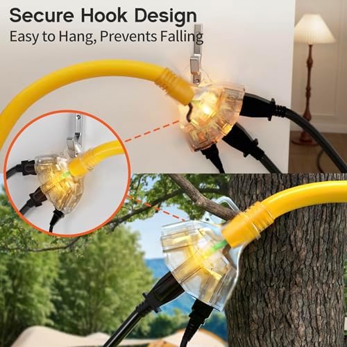 50 FT 12 Gauge Heavy Duty Extension Cord with Multiple Outlets - Image 4