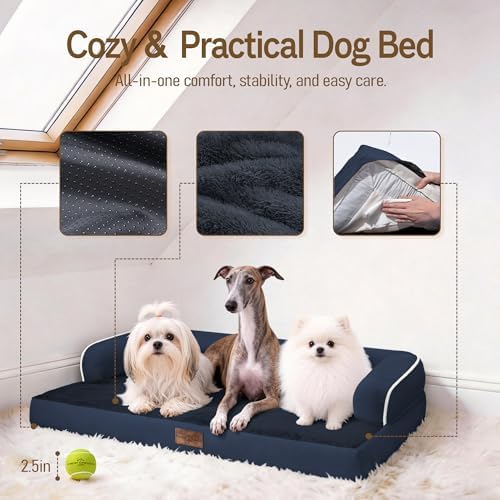 Comfort Expression Washable Dog Bed with Bolster for Medium to Large Dogs - Image 4