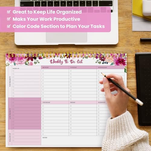 Weekly To Do List Notepad with 52 Undated Sheets（8.5"×11"）- Undated Weekly Planner Notepad for Office Desk Accessories and Supplies - Pink Whisper - Image 7