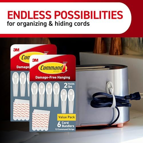 Command Plastic Cord Bundlers, Damage-Free Cable Organizer, No Tools Required, 12 Gray and 24 Adhesive Strips - Image 5