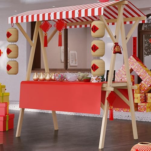 Portable Vendor Cart Mobile Vendor Stand Thickened Wooden Frame Easy Setup 140kg Load Capacity 360° Swivel Wheels Outdoor Cart for Farmers Market Party Events Display(Red,120cm(47.2in)) by Unknown
