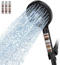 SR SUN RISE Filtered Shower Head with Handheld High Pressure 9 Spray Mode Showerhead Detachable Shower Head Water Softener Filters Beads for Hard Water Remove Chlorine 4 Filters Black by SRSUNRISE