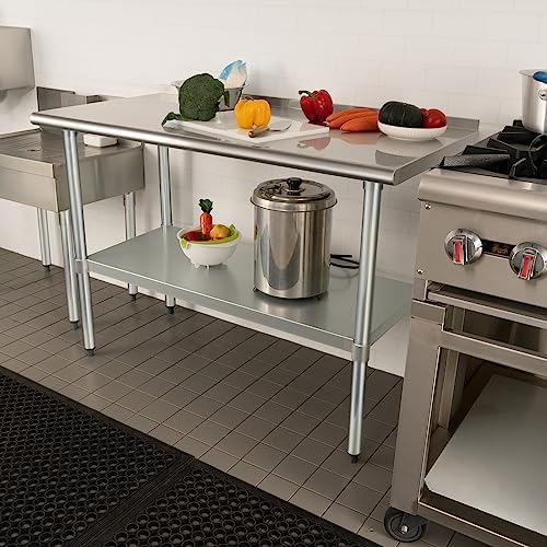 HARDURA Stainless Steel Prep & Work Table 24 x 48 Inches Backsplash - Image 6