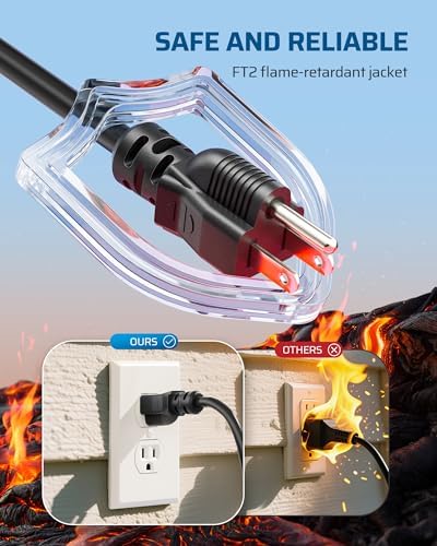 DEWENWILS 2 Pack 10FT Black Outdoor Tri-Tap Extension Cord 16/3, ETL Listed - Image 7