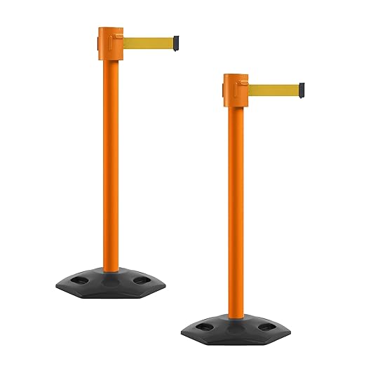 Montour Line MSR760 Set of 2 Retractable Belt Barrier Stanchion, Rubber Base by Montour+Line