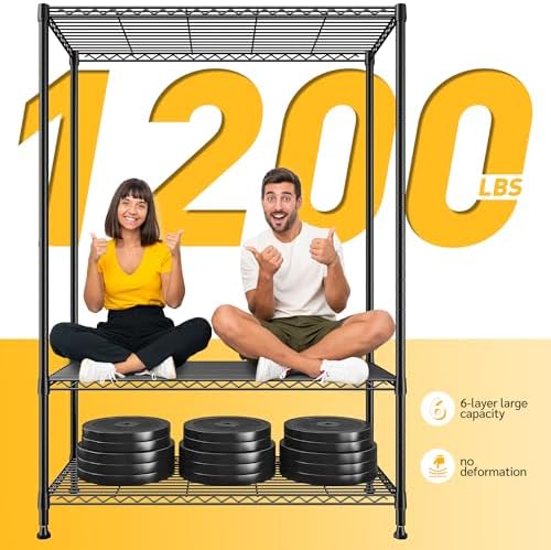 REIBII 6-Tier Storage Shelves, 75''H 1200LBS Garage Shelving for Warehouse (Pack of 2) - Image 4