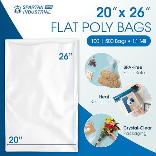 20" X 26" Open-End Flat Clear Poly Bags (500 Count) - 1.1 Mil - Image 2