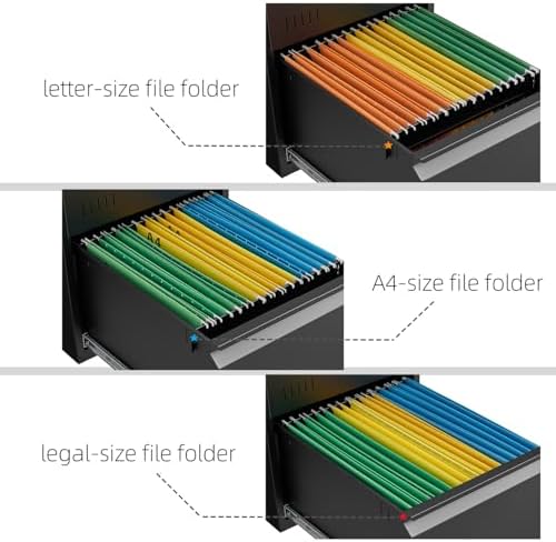 Guizeeopo 2 Drawer File Cabinet with Lock, Vertical File Cabinets for Home Office, Printer Stand, Heavy Duty Steel Office Storage Cabinet for Letter/Legal/A4, Assembly Required(Black) - Image 5