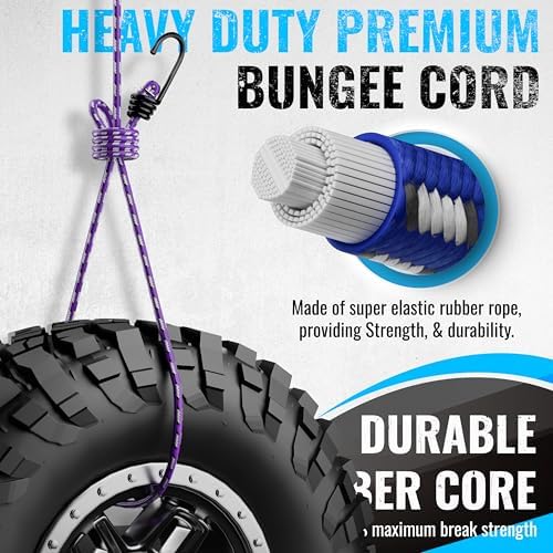GOEASY0312 Heavy Duty Bungee Cords with Hooks, 20pcs 6 Sizes, Multi-Color - Image 2