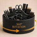 Aesthetic PU Leather Rotating Desk Storage Organizer, Black by Unknown