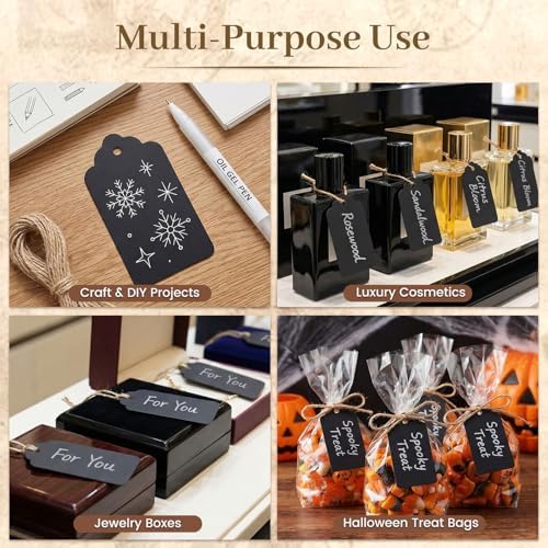 SALLYFASHION 100PCS Gift Tags with String Attached, 1.5X2.8 inch Black - Image 2