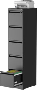 5 Drawer File Cabinet with Lock, Steel Vertical Filing Storage Cabinet by Unknown