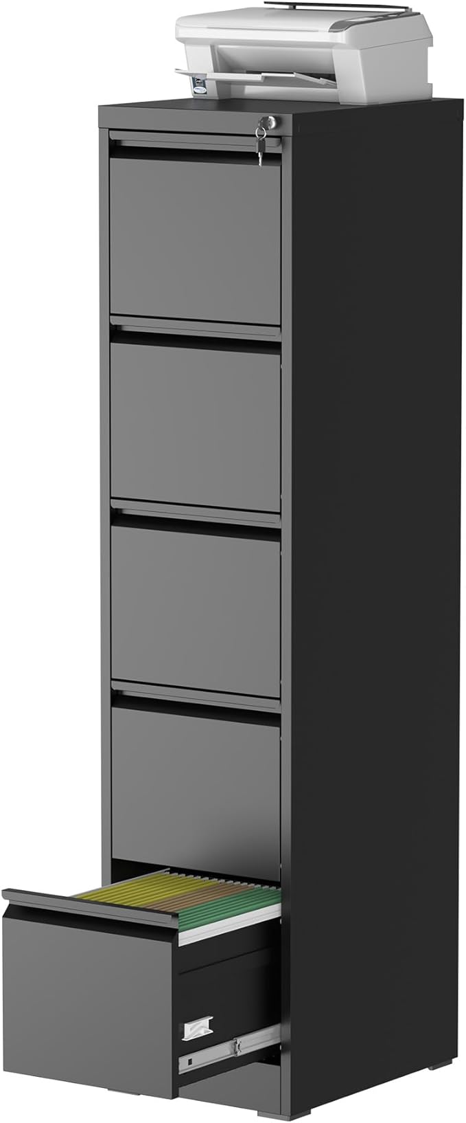 5 Drawer File Cabinet with Lock, Steel Vertical Filing Storage Cabinet by Unknown