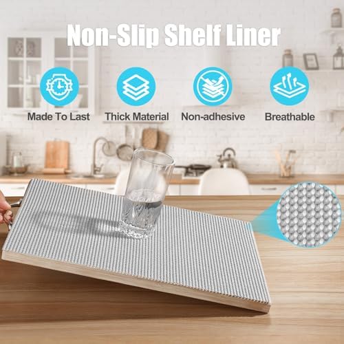 Songrey Non-Slip Shelf Cabinet and Drawer Liner, 20IN x 20FT, Light Gray - Image 2