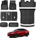 All-Weather Floor Mats Compatible with Tesla Model Y Juniper 2025 2026 (Not for Standard),TPE Set with Trunk Sill Protector & Rear Seat Back Cover, Custom Fit for 5-Seater(8PCS) by AbvesiAutomotiveParts