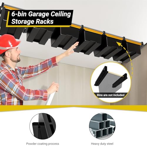 6-bin Overhead Garage Storage Rack, Ceiling Storage Racks - Image 3