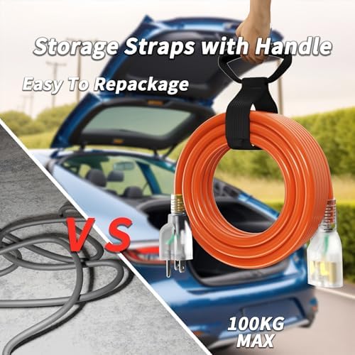 PlugSaf 150 FT 14 Gauge Extension Cord, Heavy Duty Extension Cord, Orange - Image 6