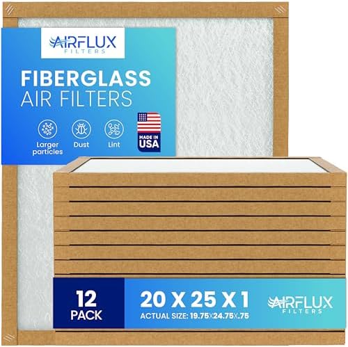 Fiberglass Air Filter -20x25x1Air Filter 12 Pack - Non Pleated 20"x25"x1", AC Filters for Home, Fiberglass, HVAC filters, Heater, Furnace Catcher for Dust - 1 YEAR SUPPLY by Unknown