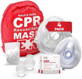 Adult and Infant CPR Mask Combo Kit – 4-Pack – 8 Valves, 4 Gloves, 8 Alcohol Pads – Latex-Free, Portable Pouch for First Responders by EverReadyFirstAid