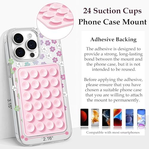 LvShuLiangPin Anteel Silicone Suction Phone Case Mount, Silicon Adhesive Phone Accessory for Smartphones, Hands-Free Mirror Shower Phone Holder for Selfies, Tiktok Videos (Light Pink&Baby Blue) - Image 6