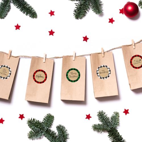 Whaline 600 Pcs Christmas Direct Thermal Labels Stickers Colorful Xmas Plaid Self-Adhesive Printer Decals for DIY Candle Name Tag Logo Design, 3 Rolls - Image 5