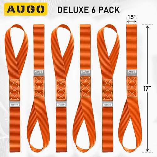 AUGO Heavy Duty Soft Loops –Pack of 6-1.5” x 17” Tie Down Anchor Straps for Use w/Ratchet Strap Hooks – 3000Lb Load Capacity & 10,000Lb Break Strength – Great for Motorcycle, Bike, Roof Rack, Etc. - Image 4