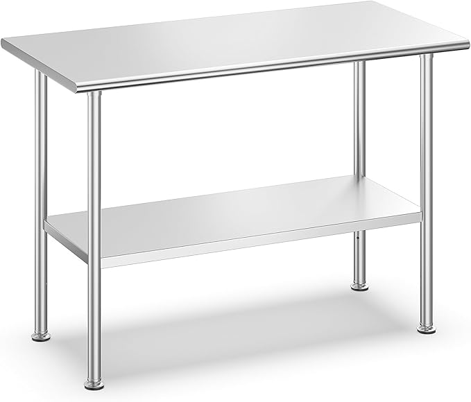 Stainless Steel Prep Table for Work, 24 * 48 Inch, High Load Bearing by Atelicf