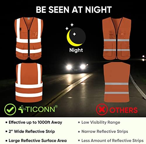 TICONN High Visibility Reflective Safety Vest for Men & Women, ANSI Class 2 - Image 3