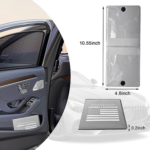 Ziciner Car Registration Insurance Holder, 2Pack Essential Auto Card Document Glove Box Organizer with Touch Fastener, Vehicle Interior Accessories Perfect for Most Car, Truck, SUV (Gray/White Flag) - Image 2