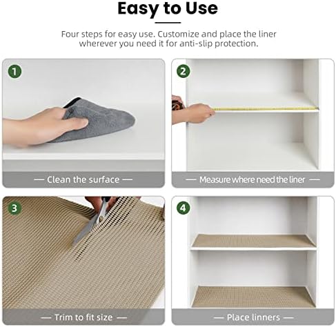 BAGAIL Non-Adhesive Shelf Liner, Thick Strong Grip Drawer Liners for Kitchen Cabinets, Heavy-Duty Easy Cut Cabinet Liners for Shelves, Pantry, Bathroom Cupboards - 24" x 20FT, Beige - Image 6